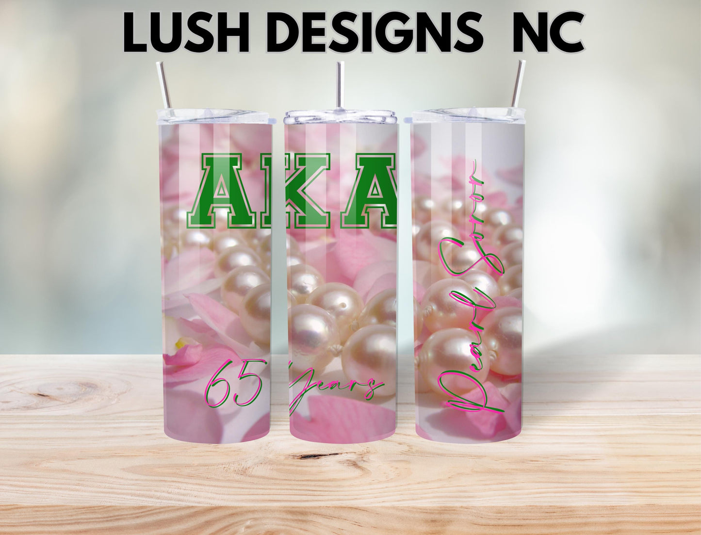 AKA Pearl Soror 65th Anniversary Tumbler – Floral Pearl Edition- AKA Made