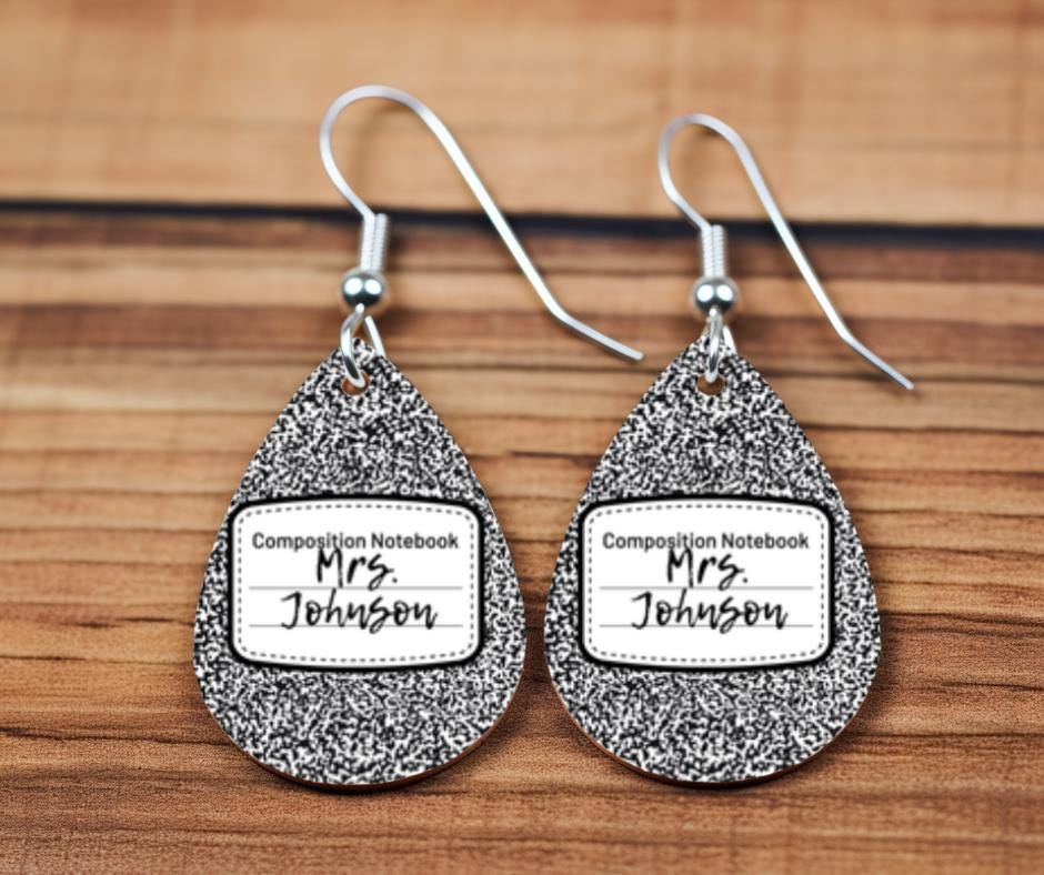 Customizable Composition Book Earrings